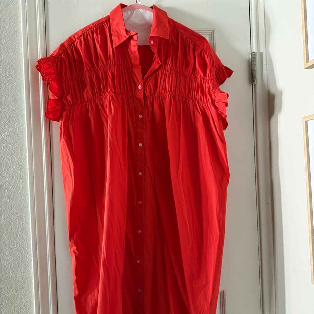 Molly Bracken Red Ruffle Sleeve Dress